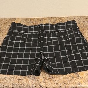 INC International Concepts Black and White Checkered High Waist Shorts